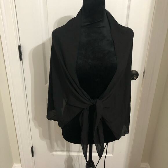 Dotti Womens ShawlOne Size Black Soft Chiffon Wrap Tie Front Beach Casual NWT - Picture 1 of 10